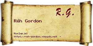Réh Gordon névjegykártya